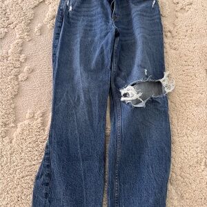 Abercrombie & Fitch Blue Denim High-Rise '90s Straight Jeans